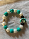 Teal Rainbow Wristlet