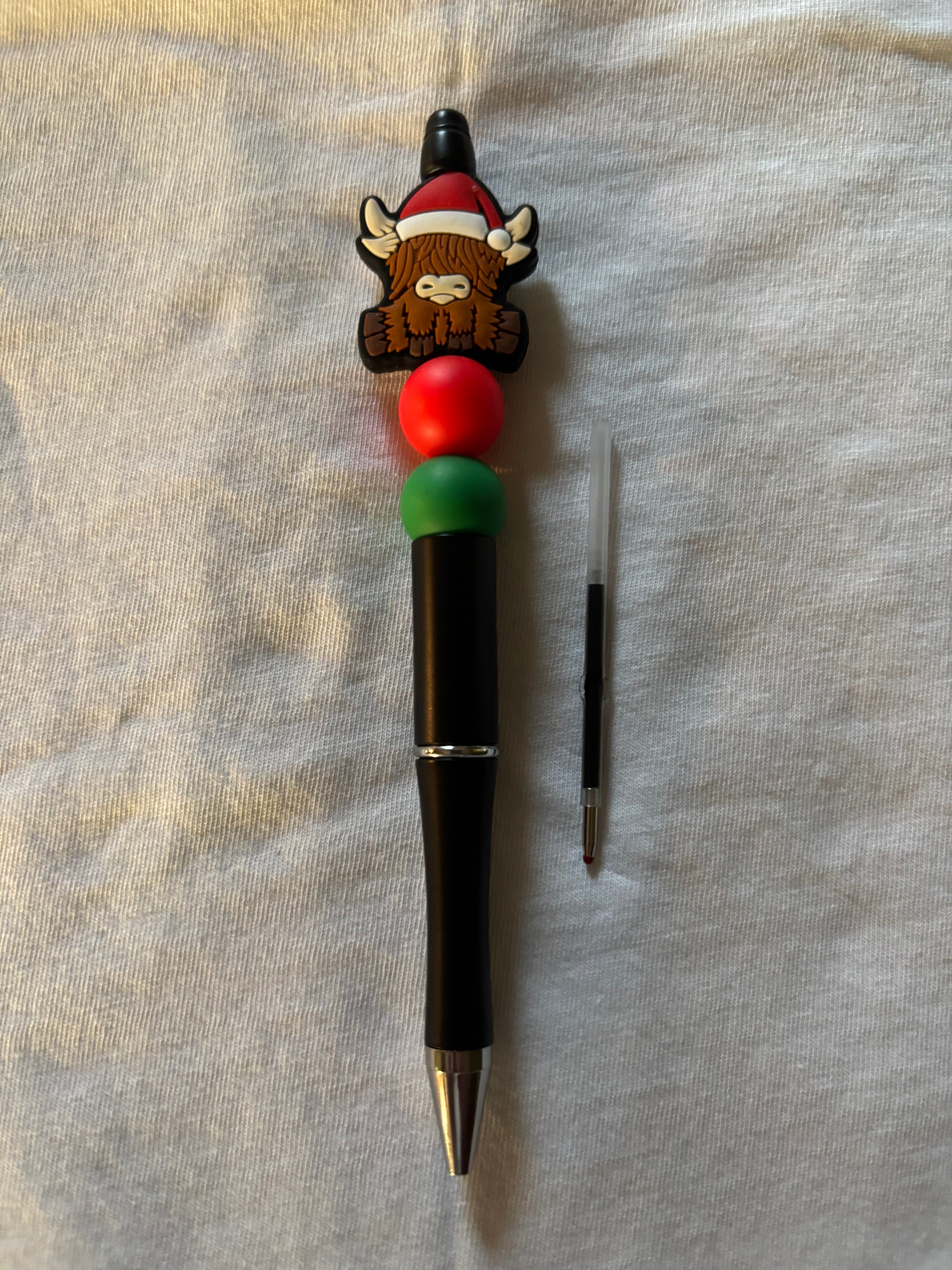 Highland Cow with Santa Hat Pen