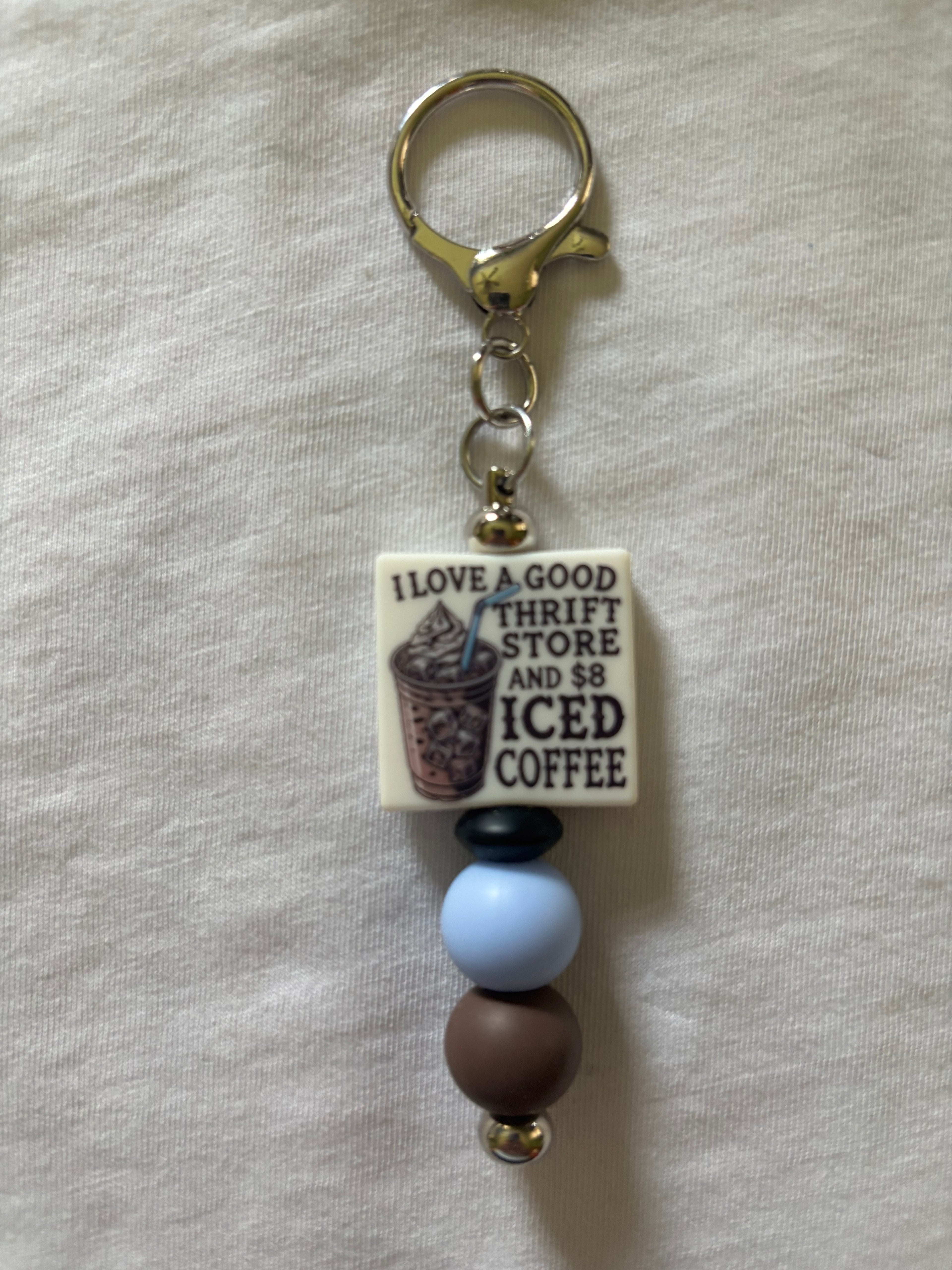 Thrifting and Ice Coffee Keychain