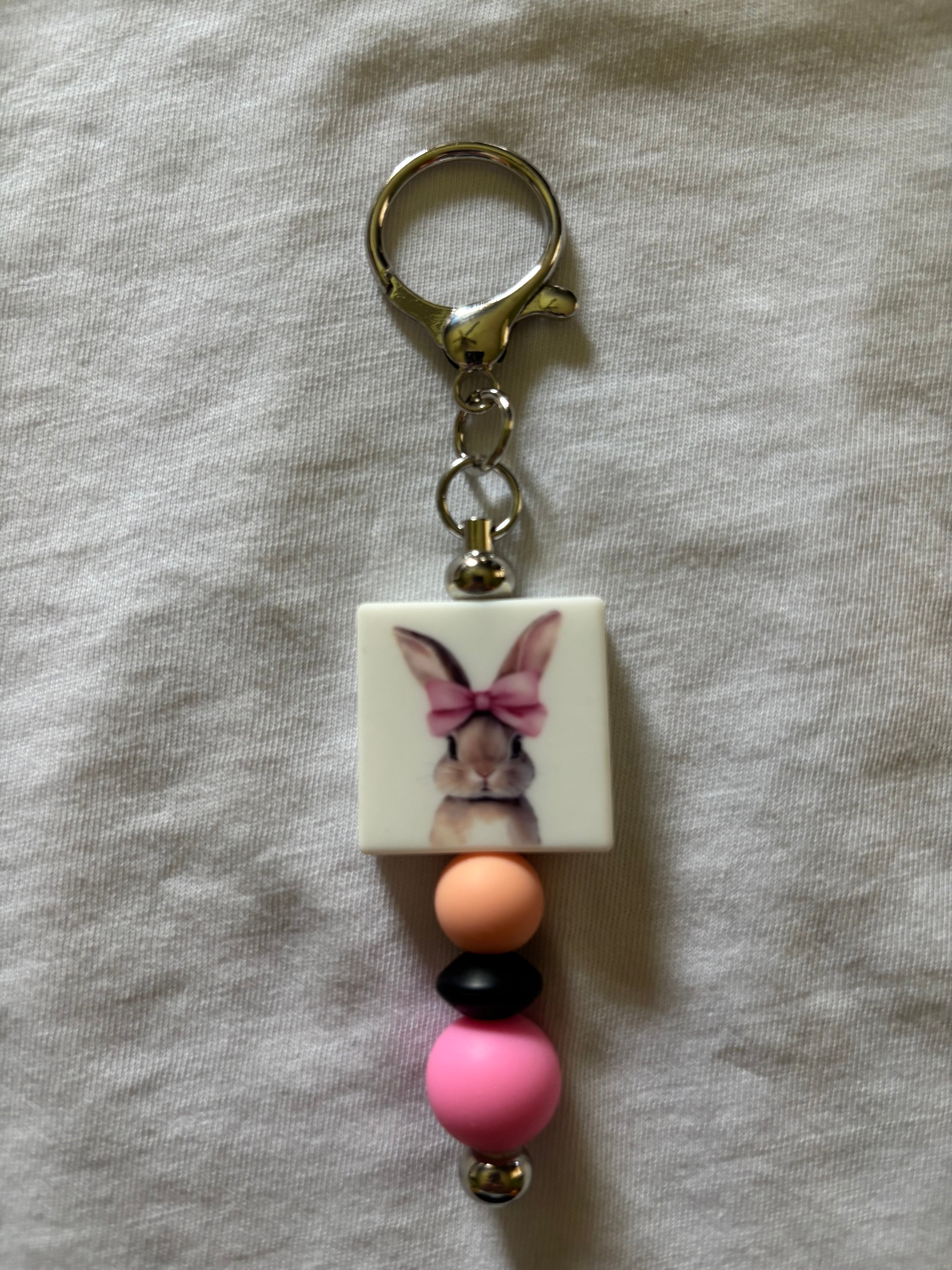 Bunny with Bow Keychain