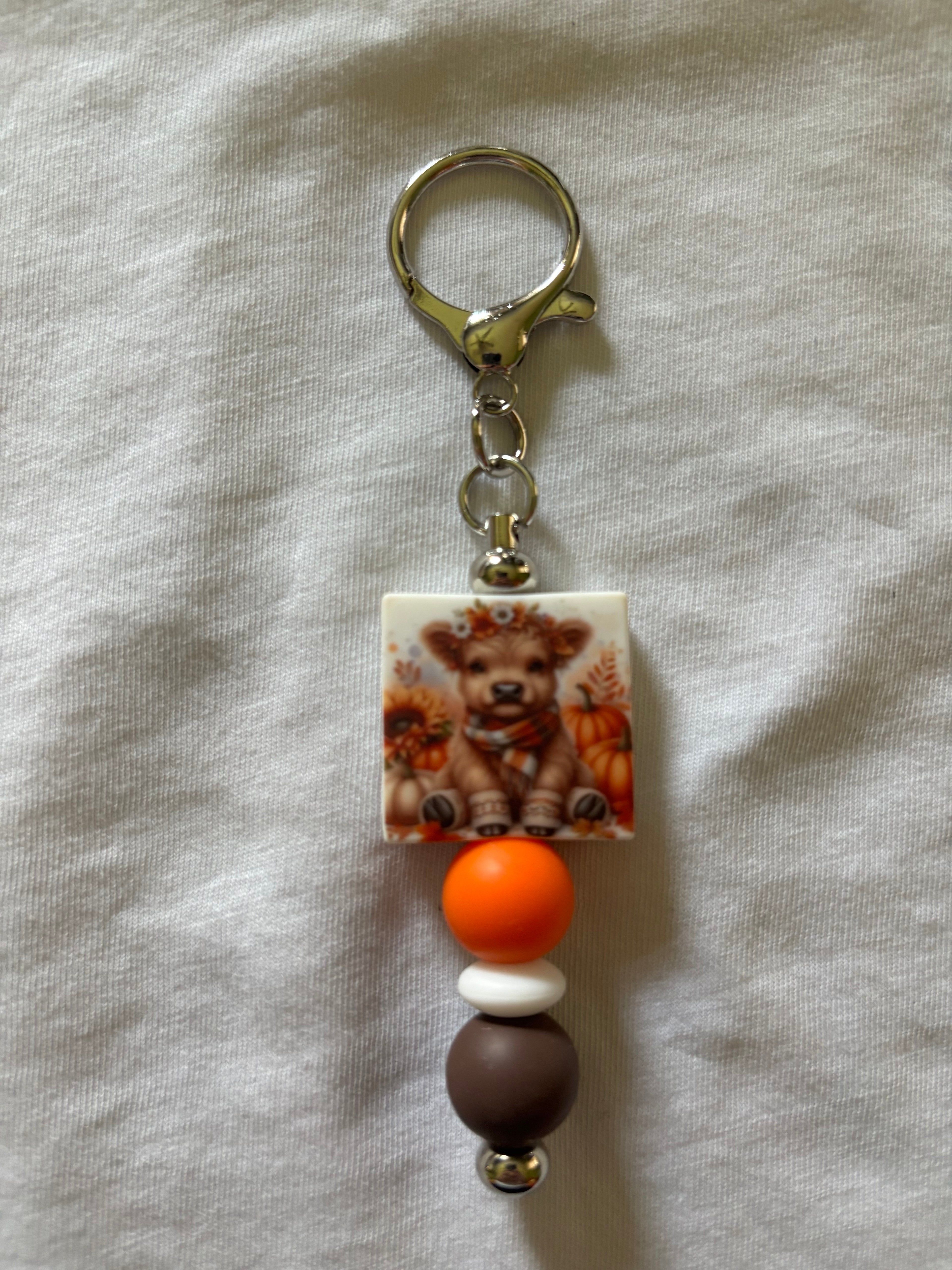 Fall Highland Cow Keychain
