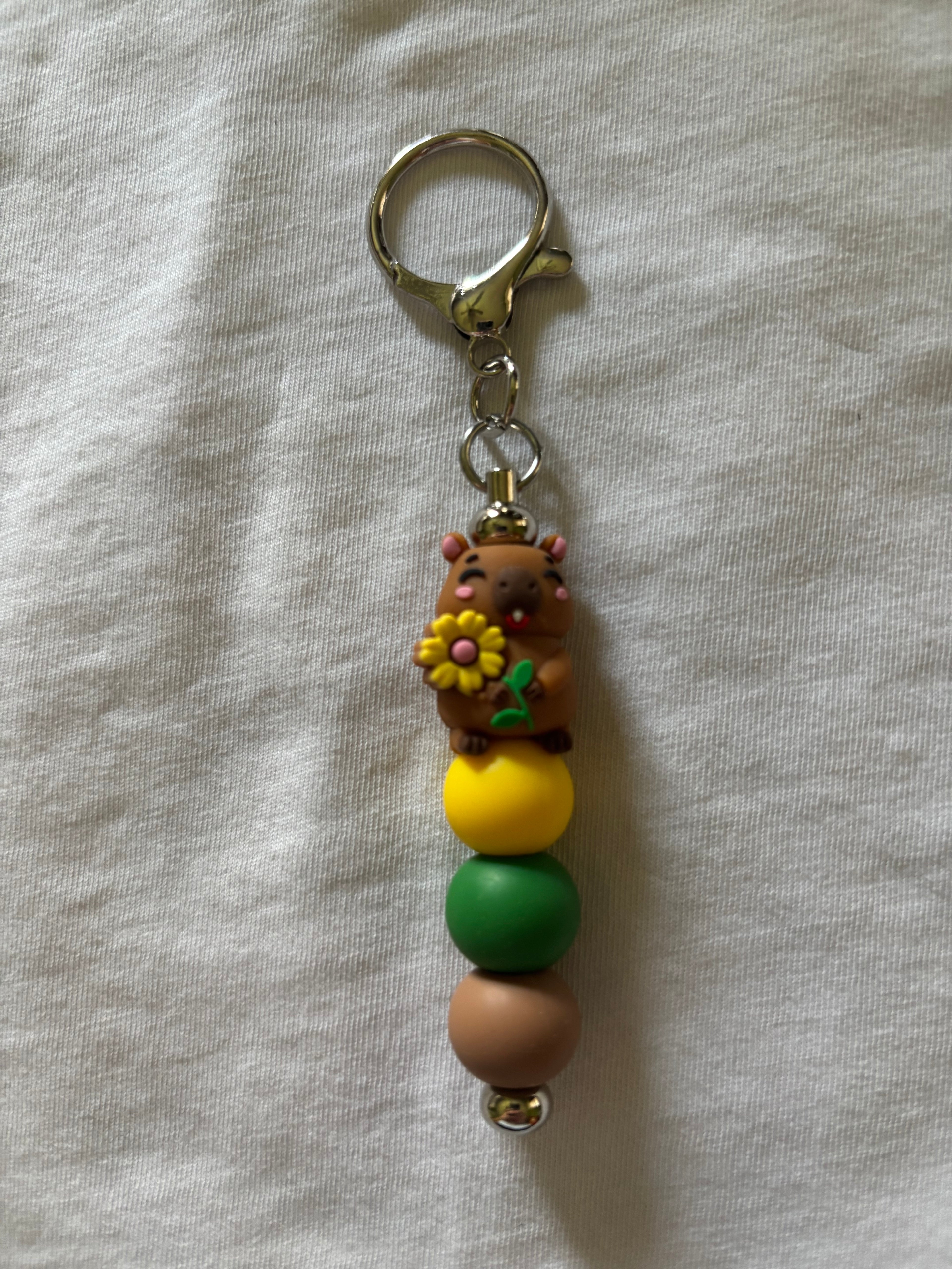 Capybara with Sunflower Keychain
