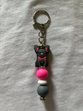 Frenchie with Bow Keychain