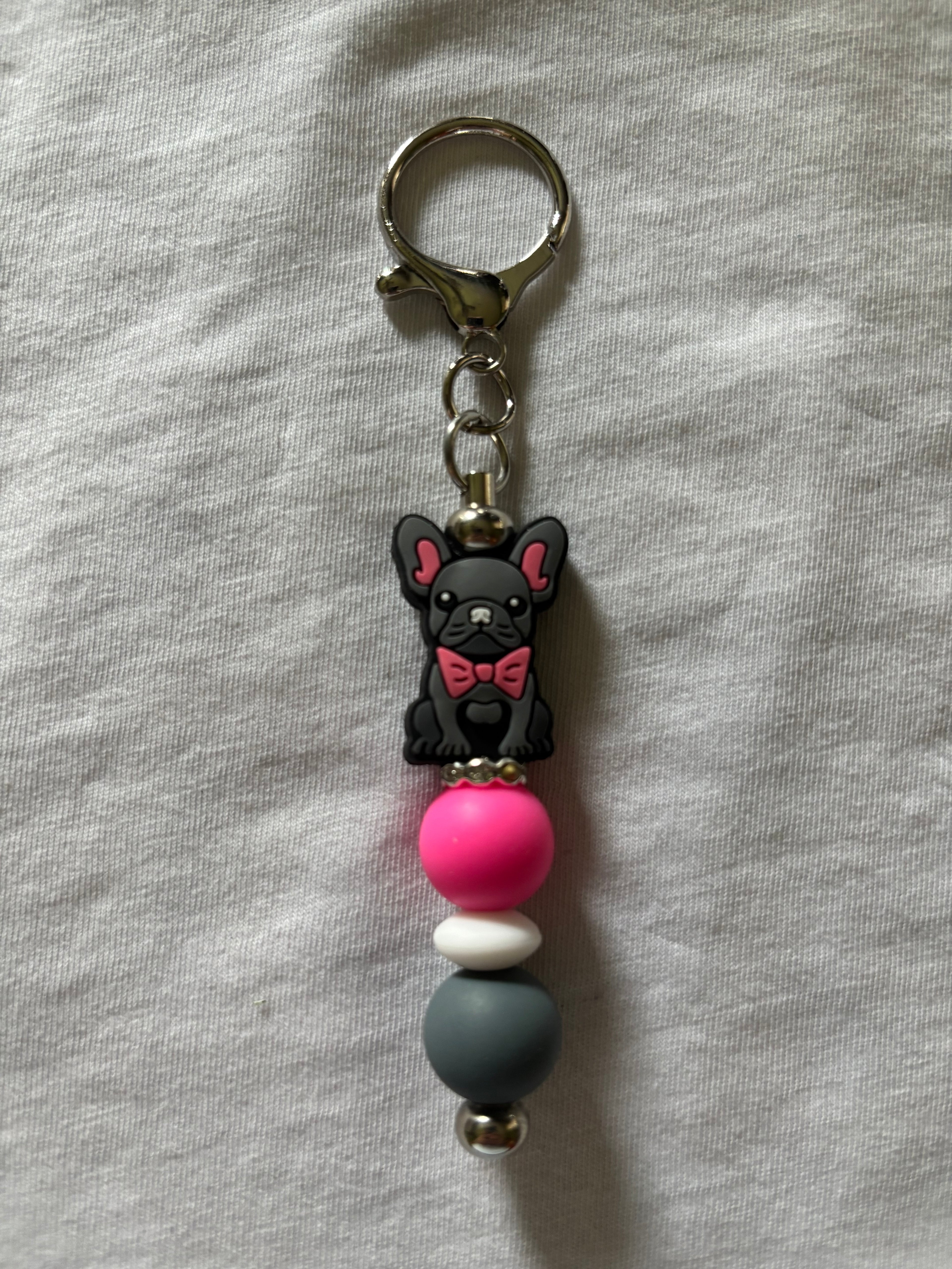Frenchie with Bow Keychain