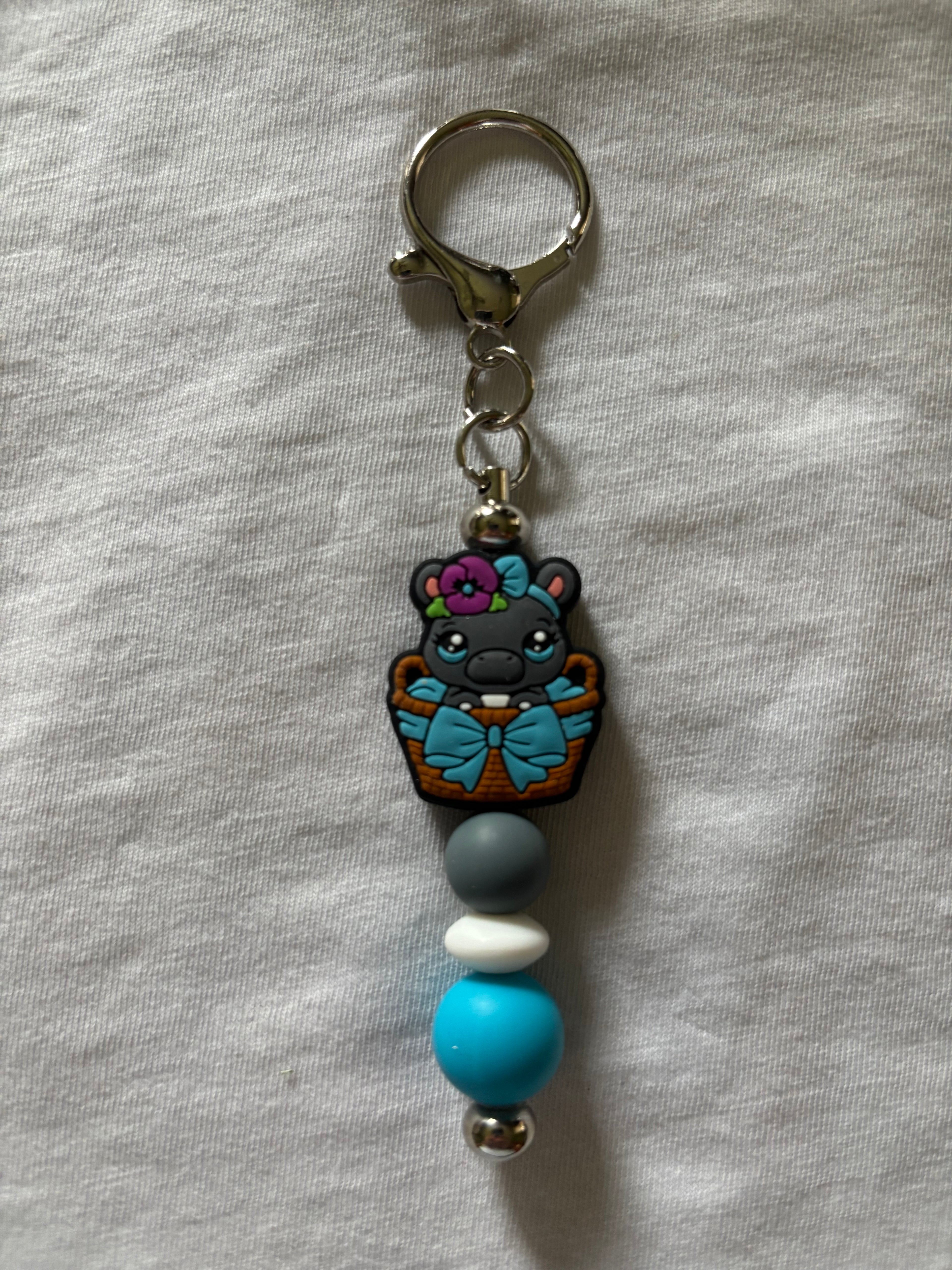 Hippo in Basket Keychain