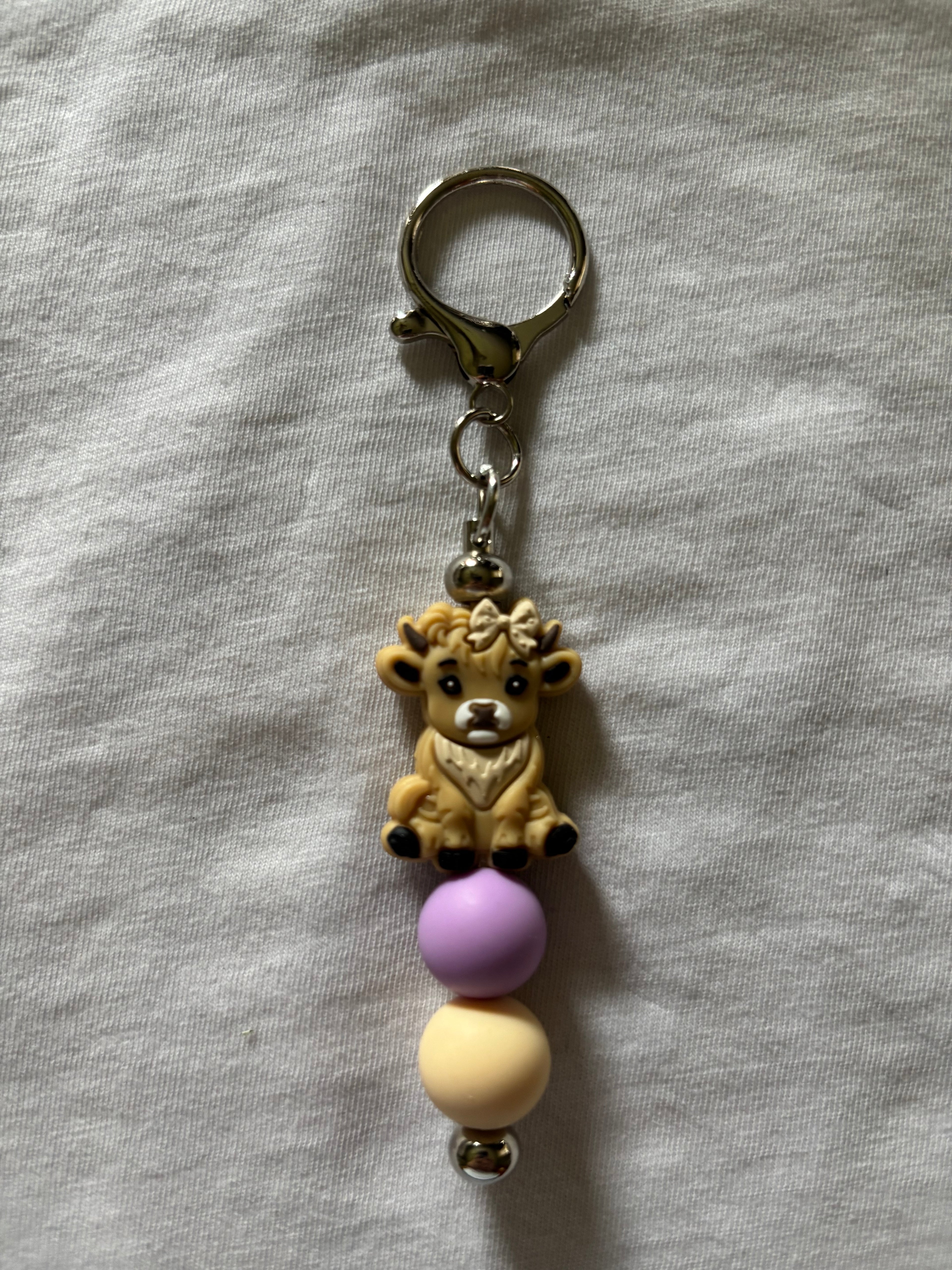Highland Cow with Bow Keychain