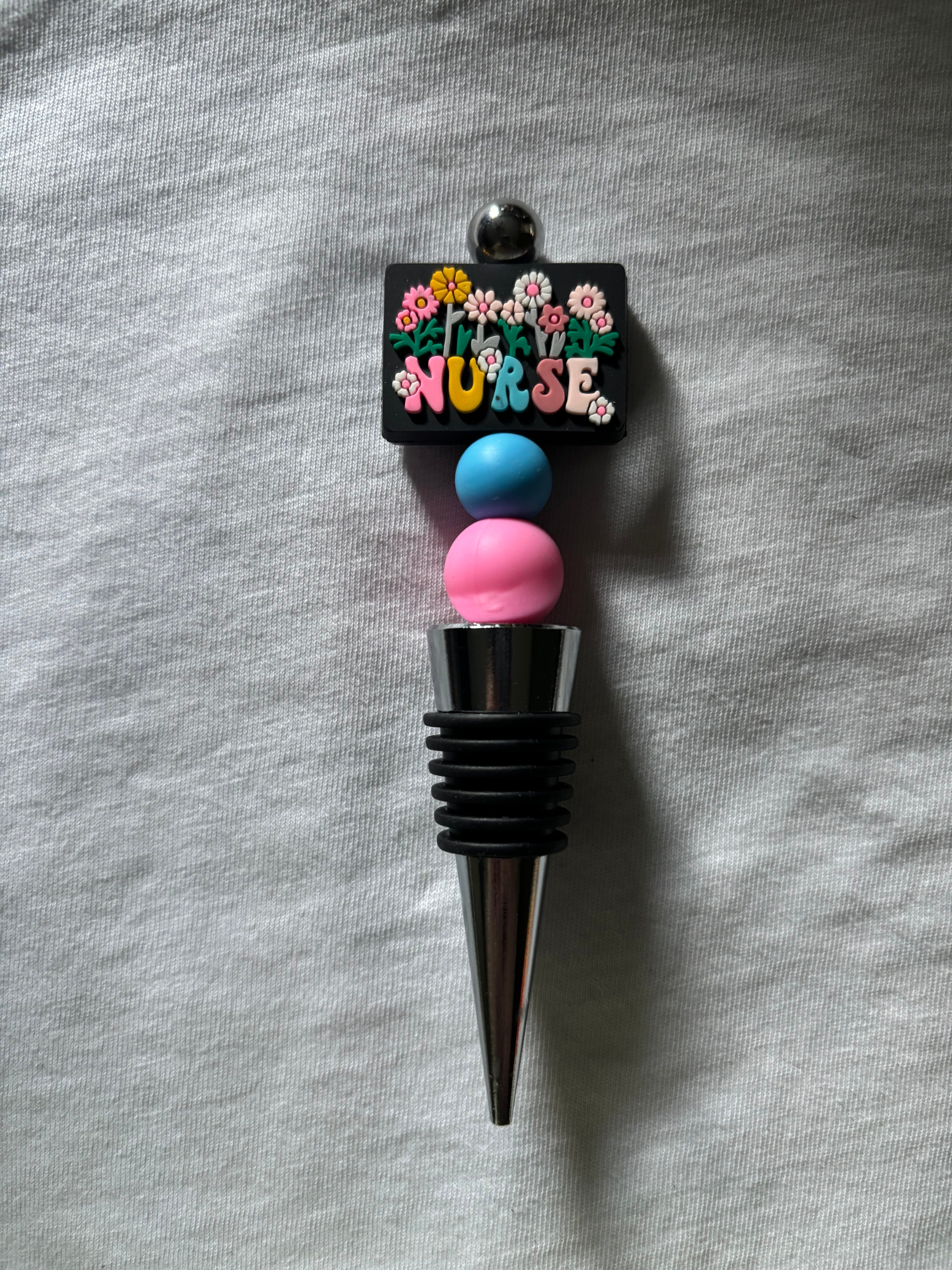 Nurse with Flowers Wine Stopper