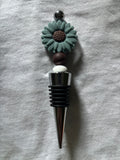 Teal Sunflower Wine Stopper