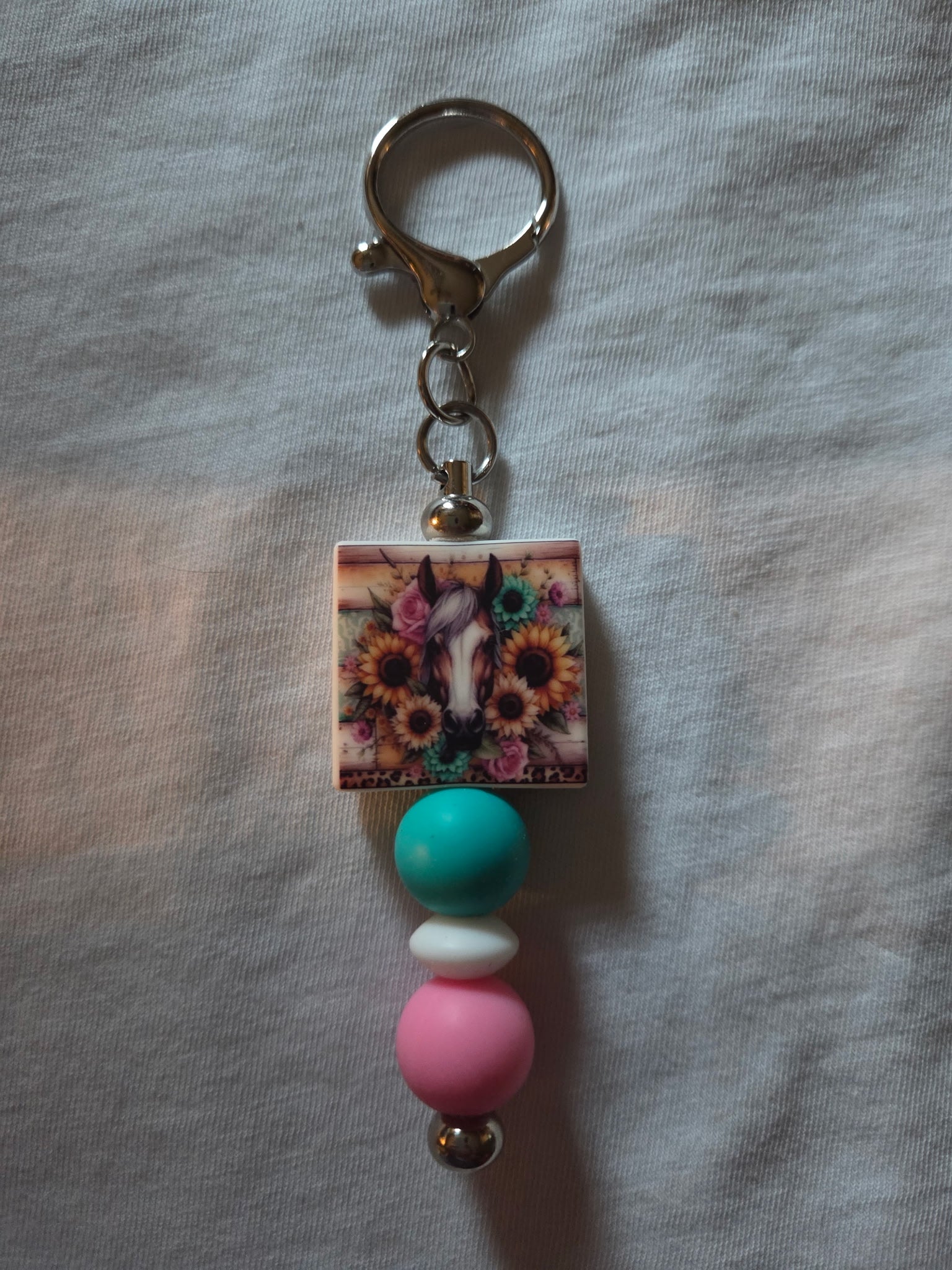 Horse with Flowers Keychain